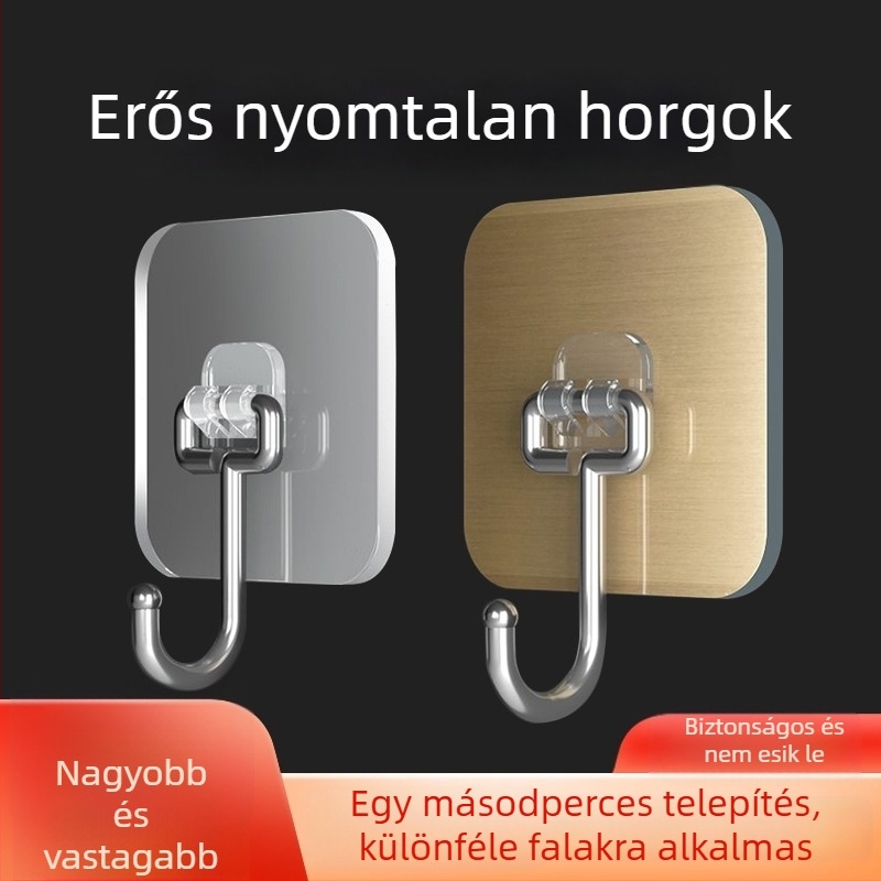 Erős ragasztóhorog a falra – átlátszó, nyom nélkül, 5 kg teherbírás, fúrás nélküli rögzítés