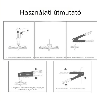 Kézi szegecspisztoly, egykaros, 2.8/3.2/4.0/4.8 mm szegecsekhez, ajtókhoz és ablakokhoz