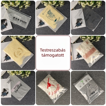 Ruhákhoz cipzárral zárható tároló taska, átlátszó matt zacskó, műanyag lezárható csomagolás, fehérnemű és zokni tároló taska, nyomtatható