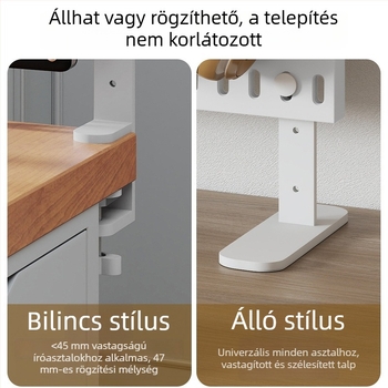 Asztali perforált panel fúrás nélkül, állítható klipszes rögzítés könyvek és irodai kellékek rendezésére