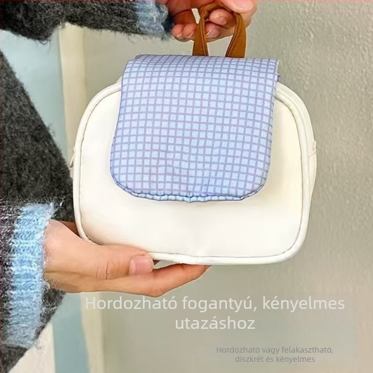 Nylon quiltelt tároló táska kapocscsattal, sok rekesszel és nagy kapacitással – utazáshoz kézben tartható sminktáska
