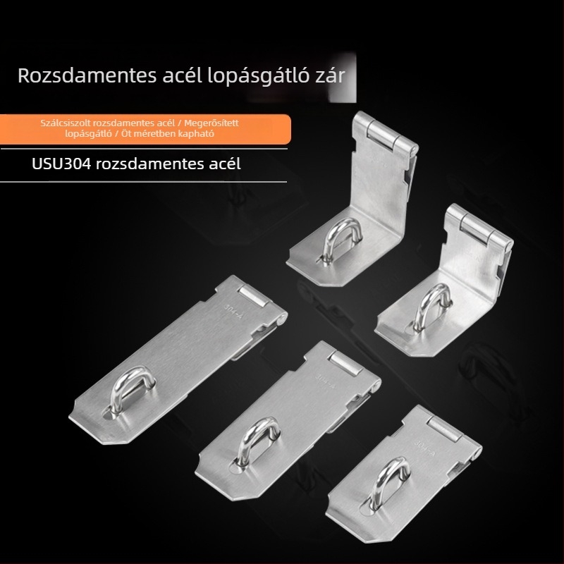 304 rozsdamentes acél ajtózár, megerősített zárófül, 90° derékszög, 3/4/5 hüvelykes méretű ajtókhoz, lopás elleni