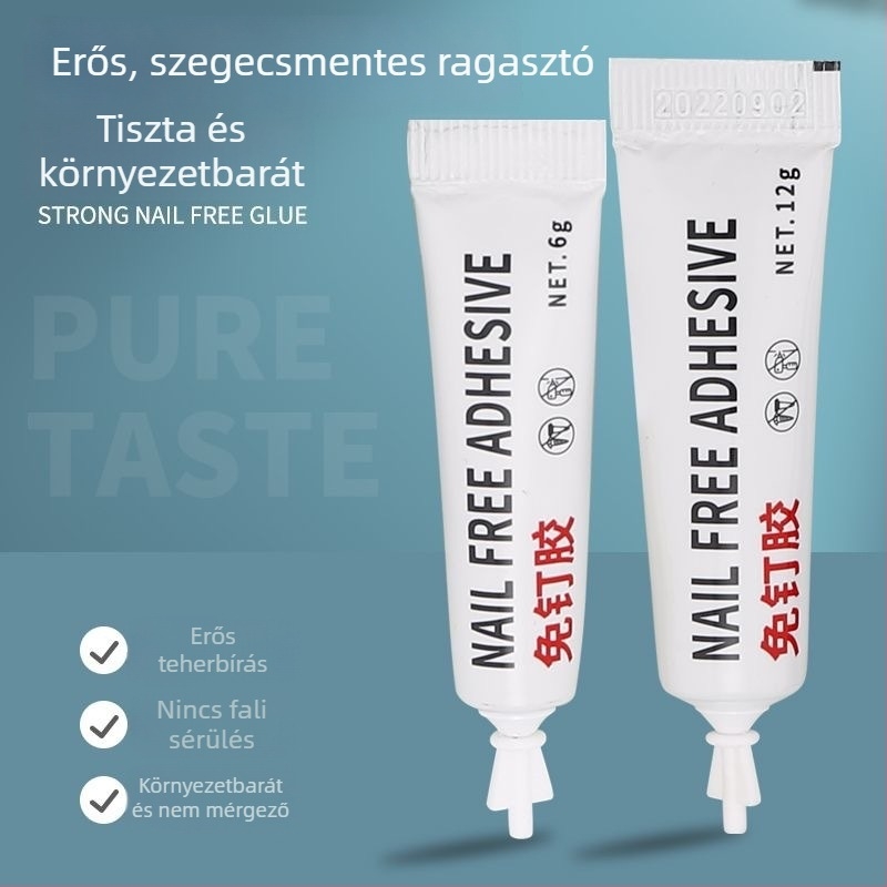 Rozsdamentes acélból készült fúrás nélküli falikötő horog – erős ragasztóval a falra, ruhák felakasztásához nappaliban, konyhában, kollégiumban