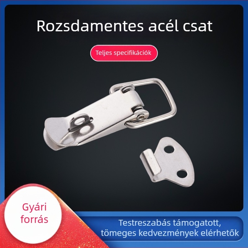 L106 Rozsdamentes acél rugós csat - nehéz kivitelű hardverzár poggyászhoz (duckbill forma)