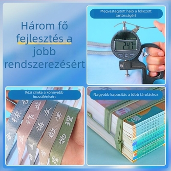 Diák tantárgyak szerinti irattartó táska, hordozható, cipzárral, nagy kapacitású, átlátszó hálóval, tankönyvek és házi feladatok számára