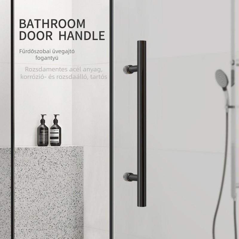 Zuhanyzószoba üvegajtó fogantyúja, 304 rozsdamentes acél, modern minimalist stílus