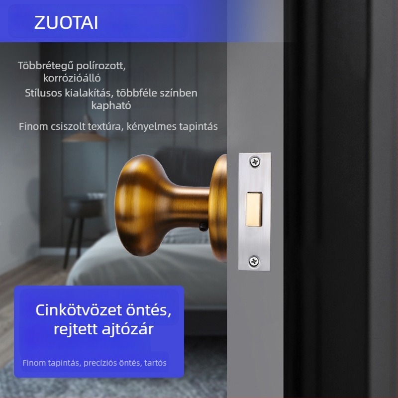 Rejtett ajtózár alumínium- és cinkötvözetből, egyoldalas kivitelben, nappali, hálószoba és szekrényajtókhoz