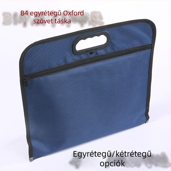 B4 méretű, egy rétegű Oxford vászon irattáska cipzárral, hordozható dokumentumtartó, logó testreszabás