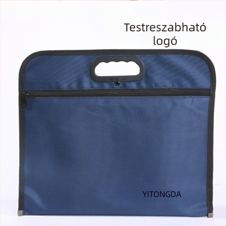 B4 méretű, egy rétegű Oxford vászon irattáska cipzárral, hordozható dokumentumtartó, logó testreszabás