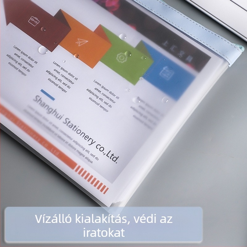 Megvastított vízálló TPU tároló táska A4 dokumentumokhoz cipzárral, átlátszó diák irattartó