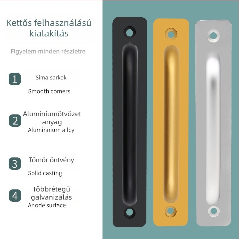 Személyre szabott alumíniumötvözetű, fúrás nélküli kilincs ajtókhoz és ablakokhoz, erkélycsúszóajtókhoz és faajtókhoz