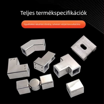 Rozsdamentes acél zuhanykabin üvegajtóhoz – 25x25 mm-es négyzetes cső, háromirányú univerzális flanész csipesz
