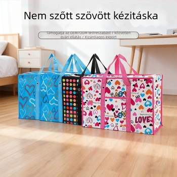 Nem szőtt tárolótáska, nagy kapacitású, vízálló és porálló, fogantyúval, megerősített, nagy méretű