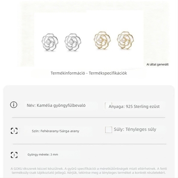 S925 ezüst Camellia gyöngyös fülbevaló nőknek — 2026-os új stílus, kínai trend, Hanfu kiegészítő, elegáns megjelenés