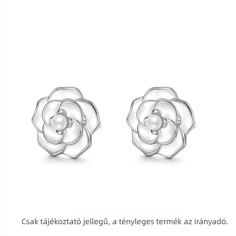 S925 ezüst Camellia gyöngyös fülbevaló nőknek — 2026-os új stílus, kínai trend, Hanfu kiegészítő, elegáns megjelenés