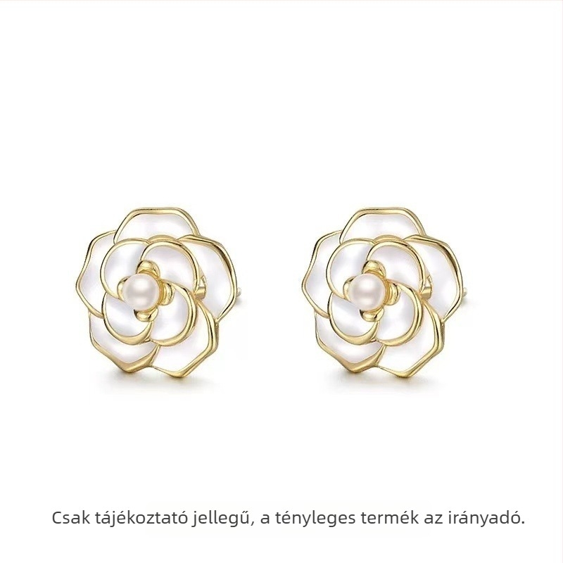 S925 ezüst Camellia gyöngyös fülbevaló nőknek — 2026-os új stílus, kínai trend, Hanfu kiegészítő, elegáns megjelenés