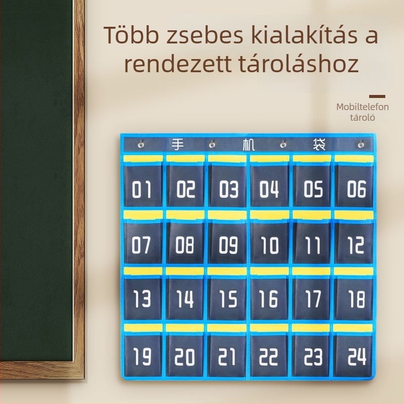 Fali mobiltelefon-tároló táska osztályterembe, függő tároló telefonokhoz és ugrókötélhez