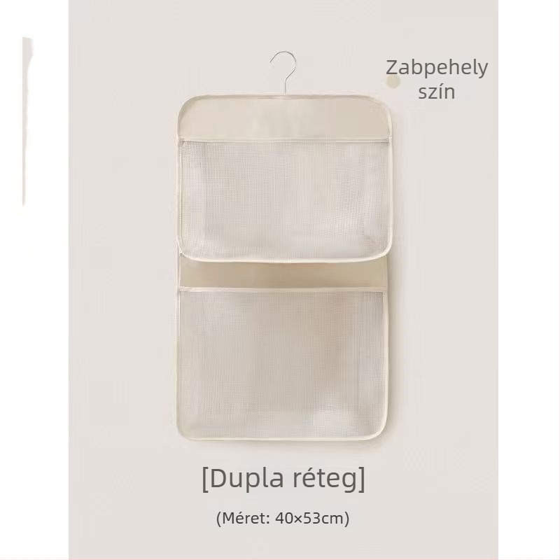 Hálós fehérnemű- és zokni tároló táska, falra szerelhető, fúrás nélkül