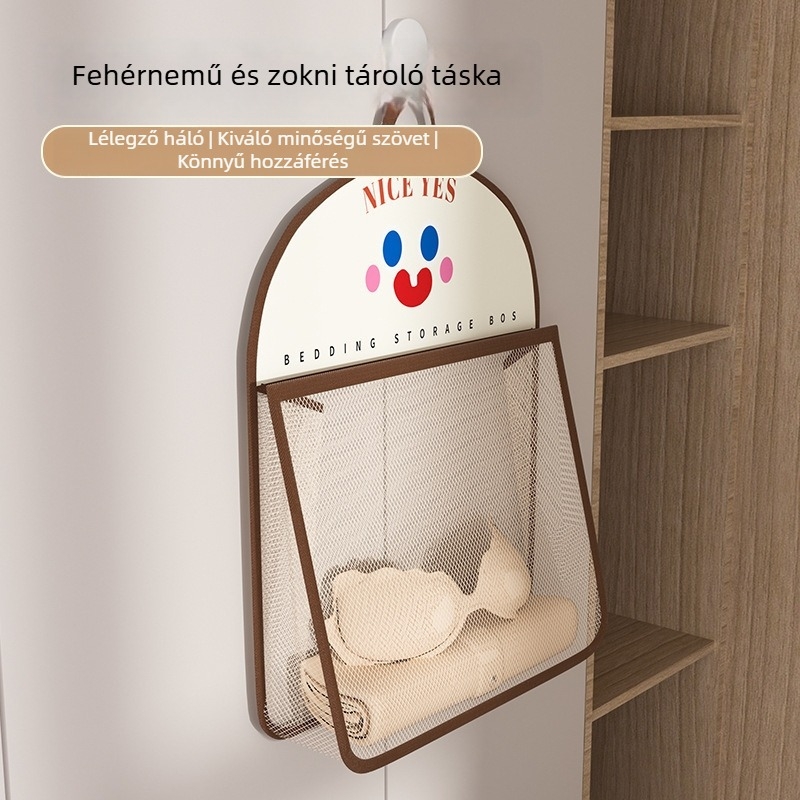 Fali hálós tároló táska fehérneműk, zoknik, magazinok és ruházat tárolására