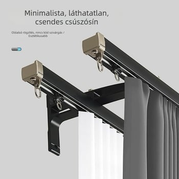 Alumínium ötvözet függöny sín, fényáteresztést gátló, egysávos sín, csendes csúszó sín, tartozékokkal