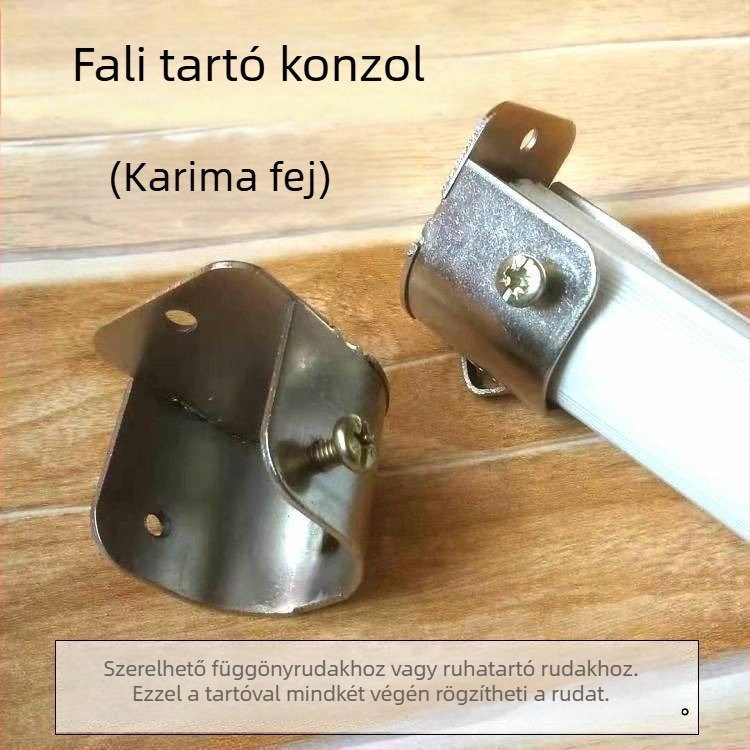 Felső falon rögzíthető függönyrúdszárny, oldalsó alap, fém flán fej gardrób- vagy római rúdhoz – univerzális kiegészítő