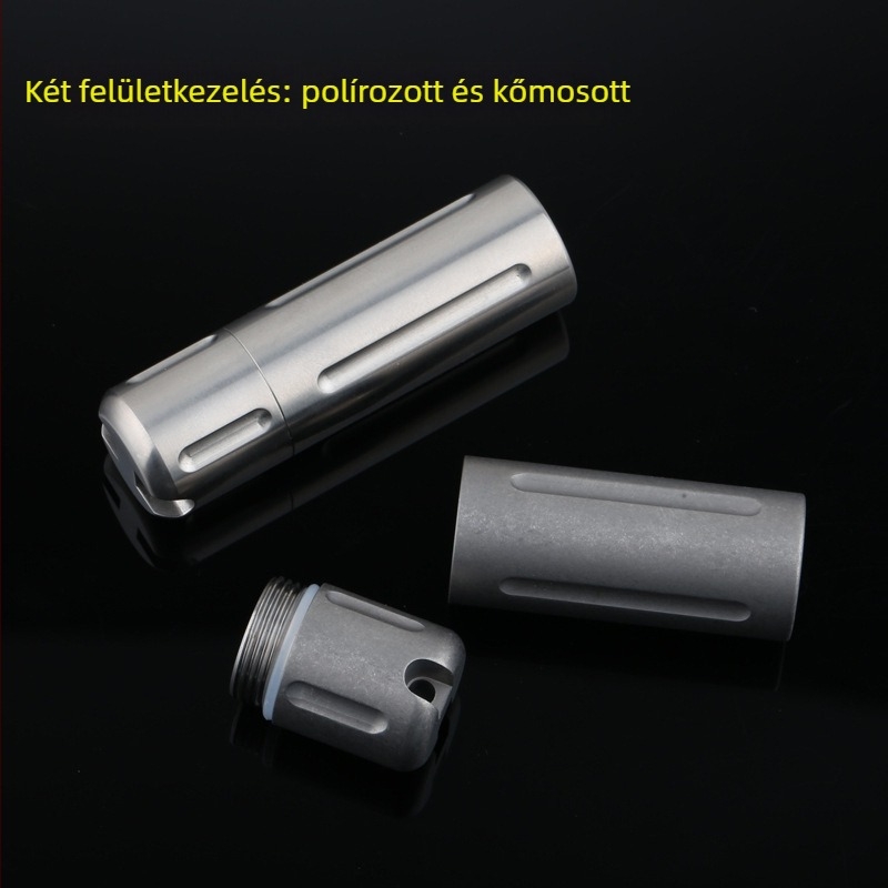 Titániumötvözetű tablettatároló, zárt, hordozható kültéri használatra