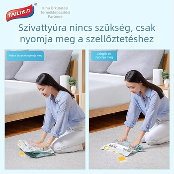 Egyedi kézi görgős vákuumtömítő tasak, vastagított ruhatároló, utazási tömörítés, OEM