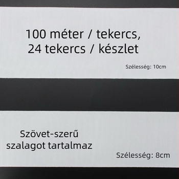 Fehér függönyszalag, 8-10 cm széles, magas hőmérsékleten formázott perforált szövet szalag, koreai plisé dizájn, 100 m hosszú tekercs