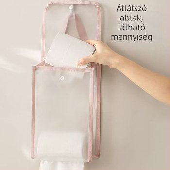 Falihoz rögzíthető zsebkendő tároló táska, vízálló fürdőszobai szervező