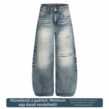 25 amerikai új modell, street-stílus, prémium mosott retro macskabajusz mintával, férfi lazább szabású farmer, Scimitar jeans