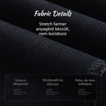 Férfi sötétkék egyenes szárú farmer, tavasz 2026, divatos, kiváló minőségű, elasztikus, lazább szabás