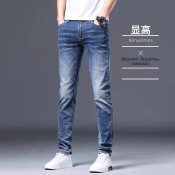 Férfi slim-fit farmernadrág, elasztikus és puha, sokoldalú, egyenes szabású, mindennapi viselet