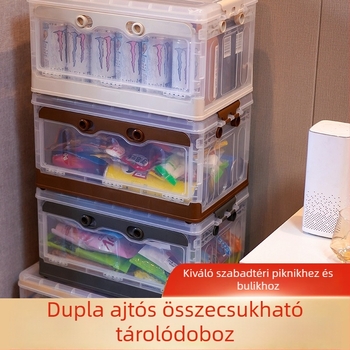 Összecsukható átlátszó tároló doboz kempingezéshez és otthonra – elől nyíló, többfunkciós szervező