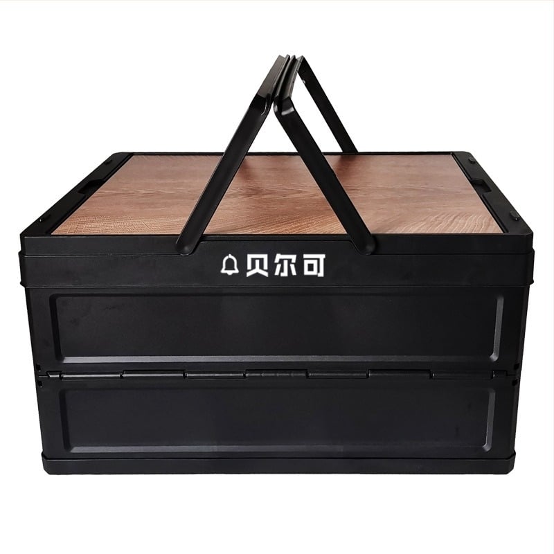 Oldalsó nyílású, összecsukható autóba való szervező, piknikhez, PP műanyag tároló doboz, 30–40 L, méretek 53,5 × 35,5 × 29,5 cm