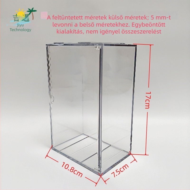 17 cm átlátszó akril kiállító doboz fedéllel vinil plüss babák számára