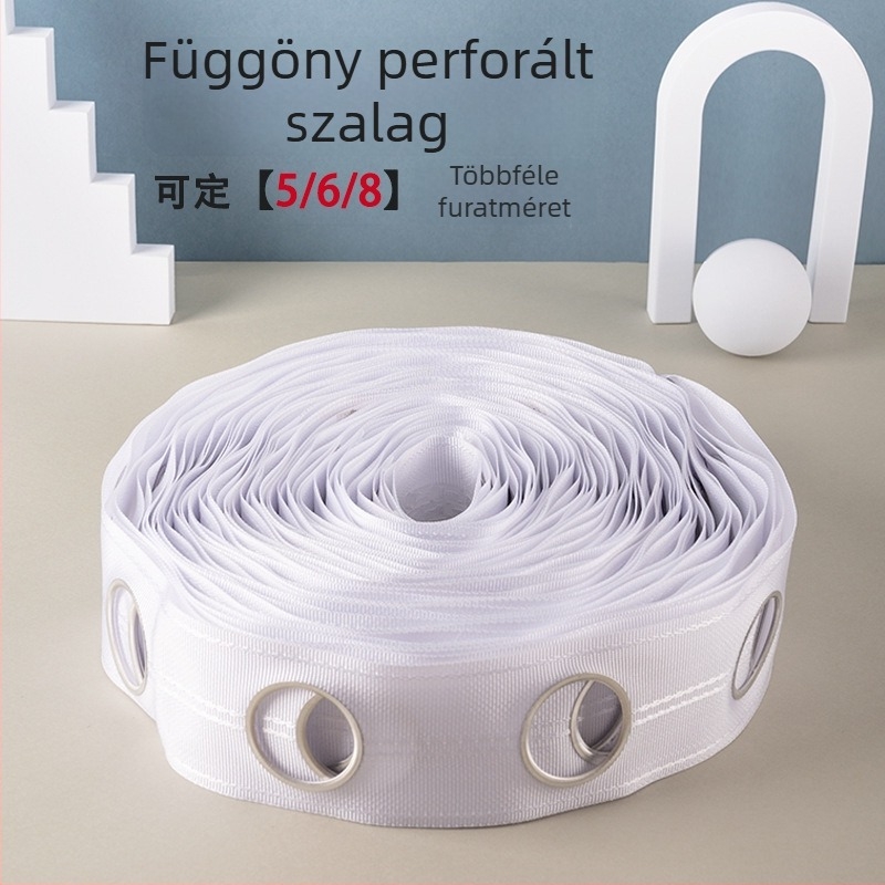 Személyre szabott függönyszalag, poliészterből, perforált textil szalag, függöny kiegészítők római gyűrűvel