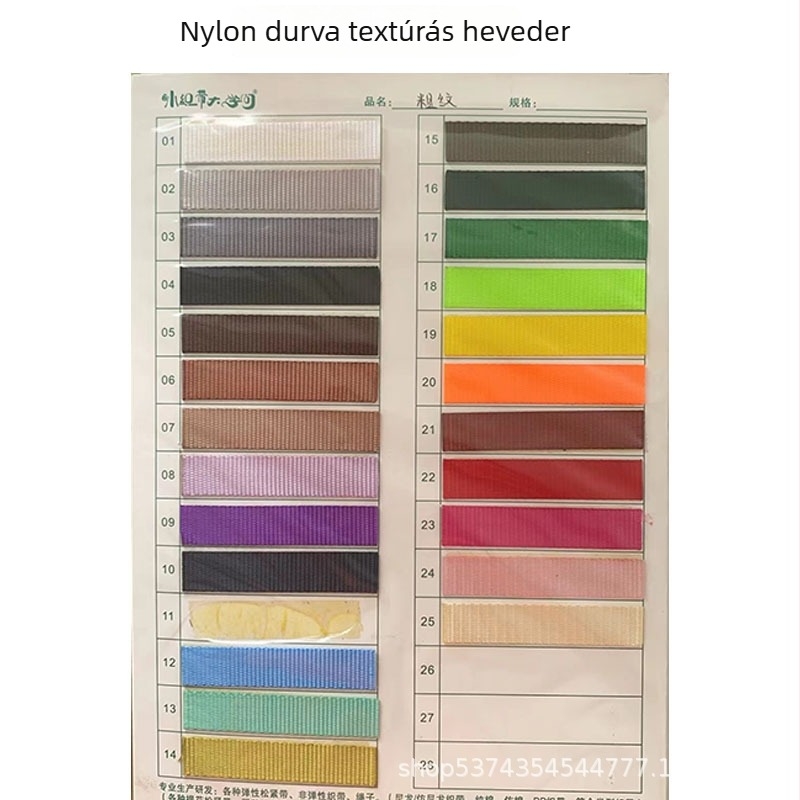 Színes nylon durva textúrájú szalag hátizsák- és kézi pántokhoz, ruházathoz és táska kiegészítőkhöz