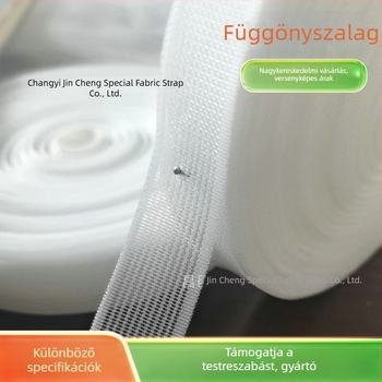 Függöny anyagból készült öv nylon átlátszó szalaggal, kiegészítők, átlátszó halszálka-szalag, ablak háló, perforált taska, szalag szegély