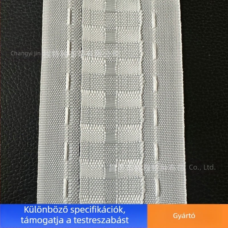 Függöny anyagból készült öv nylon átlátszó szalaggal, kiegészítők, átlátszó halszálka-szalag, ablak háló, perforált taska, szalag szegély