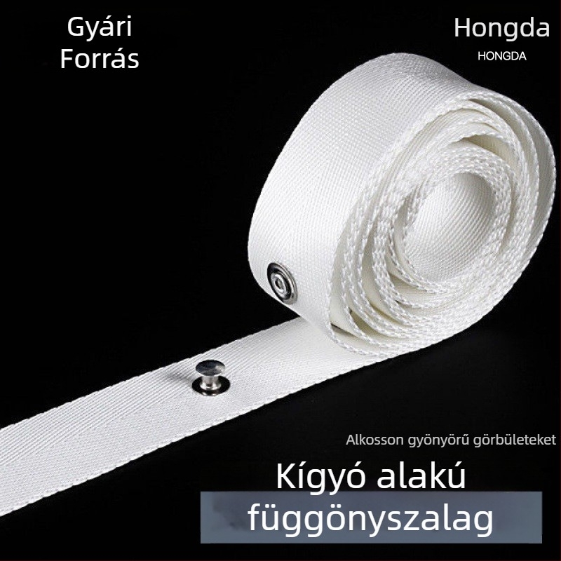 Kígyó alakú függönyszalag S‑íves sínnel, nylonból, háztartási textilekhez