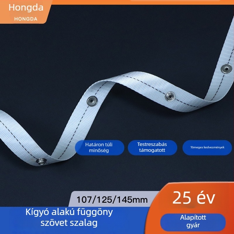 Kígyó alakú függönyszalag S‑íves sínnel, nylonból, háztartási textilekhez