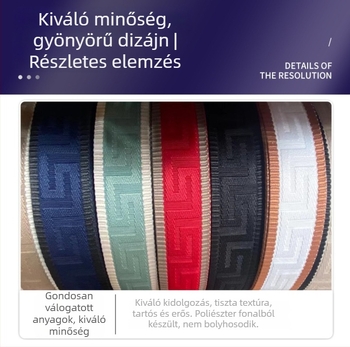 3,8 cm széles poliészter jacquard textilszalag egyszínű labirintus mintával, vállpántokhoz és táskákhoz
