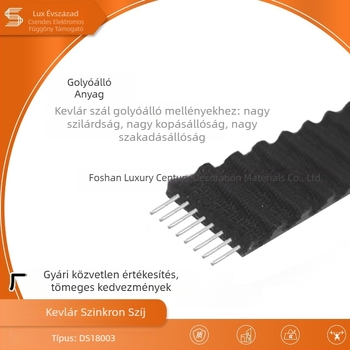 Elektromos függönyök sínhez szinkronhúzó szíj, fogasléc hajtócsíj, PU + Kevlar, fekete, függönyökhöz, DS18003/DA18009