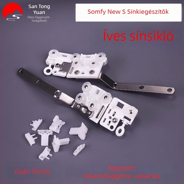 Somfy elektromos függönyök — S-sínhez tartozékok, ívelt sínhez gördülő görgő az automatikus nyitáshoz és záráshoz, Lingdi sínvezető