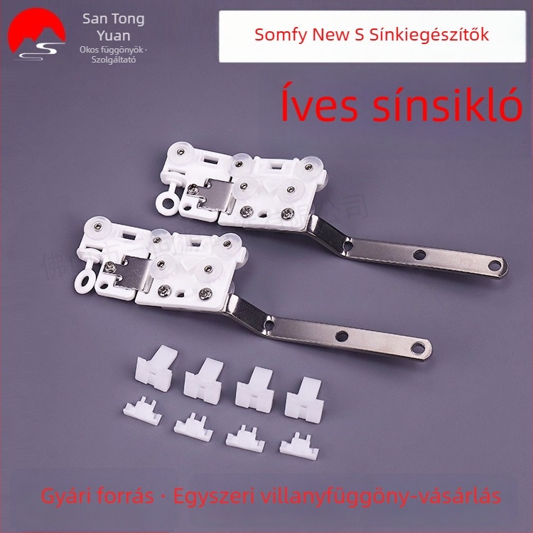 Somfy elektromos függönyök — S-sínhez tartozékok, ívelt sínhez gördülő görgő az automatikus nyitáshoz és záráshoz, Lingdi sínvezető