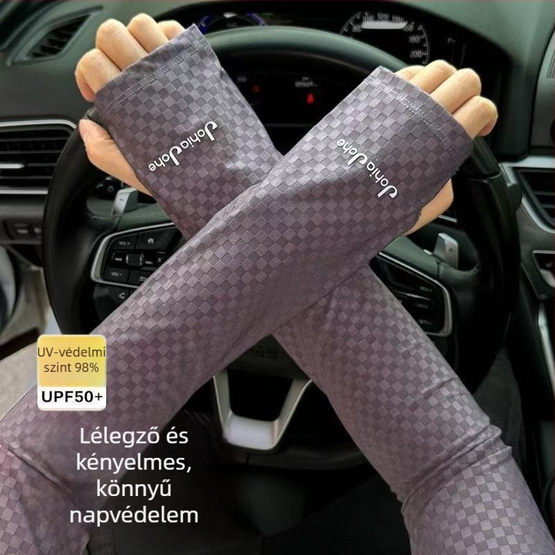 Vezetéshez karvédők jégselyem anyagból UV-védelemmel, vékony, bő szabású, uniszex, nagy méret