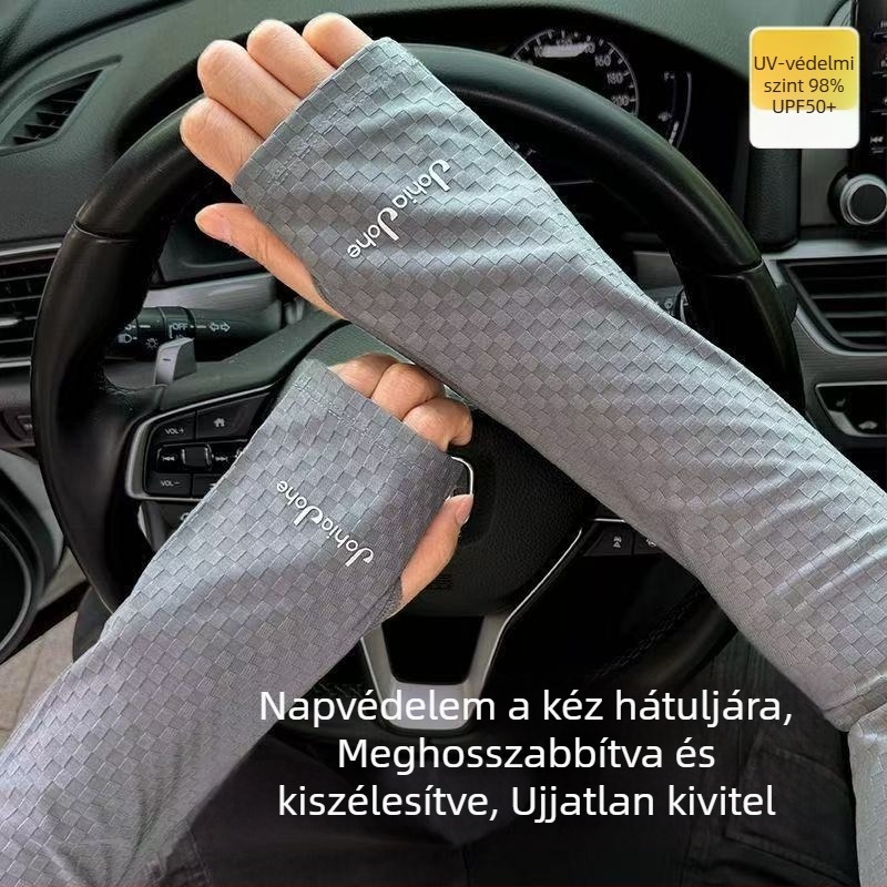 Vezetéshez karvédők jégselyem anyagból UV-védelemmel, vékony, bő szabású, uniszex, nagy méret