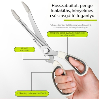 Koreai stílusú barbecue – többfunkciós rozsdamentes acél konyhai olló, három az egyben barbecue olló, háztartási steak- és zöldségolló