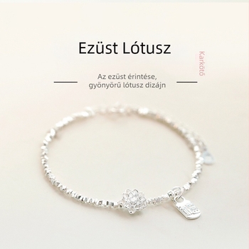 Új stílusú ezüst lótusz karkötő és kulcscsont lánc készlet nőknek, könnyed luxus divat