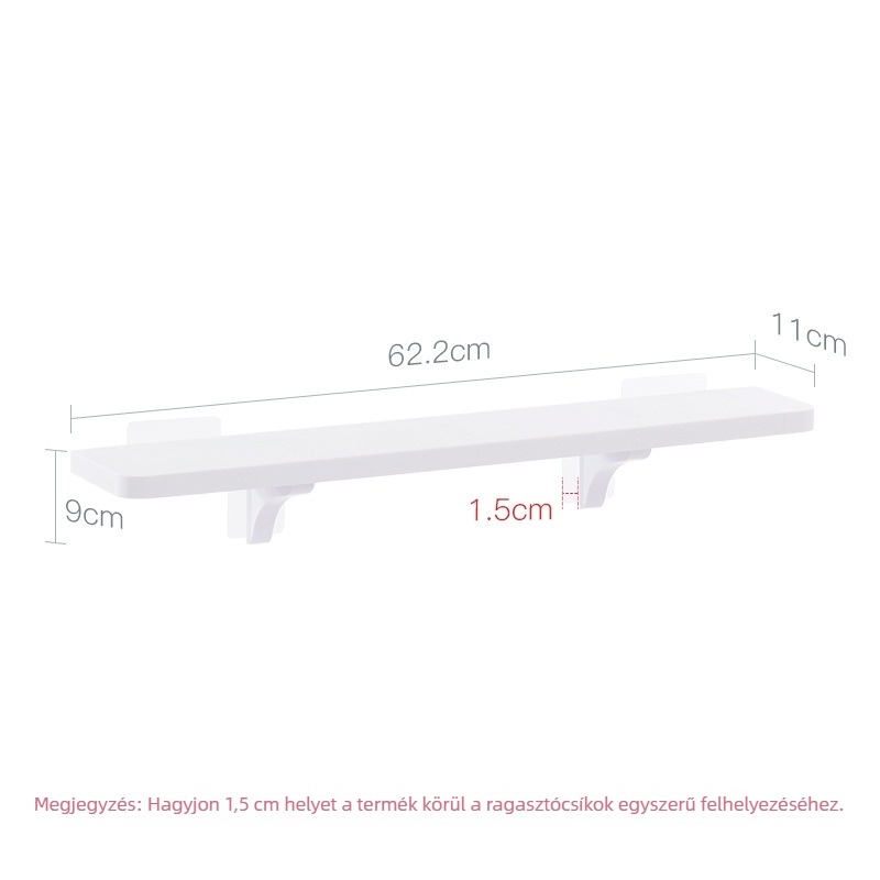 Két szintes falra szerelhető fürdőszobai tároló, fúrás nélkül, műanyag, nedvességálló